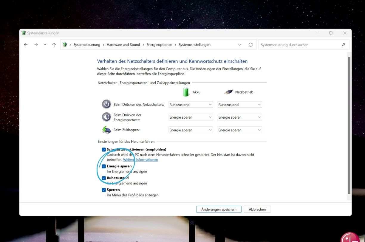 Energie sparen aktivieren Windows 11 