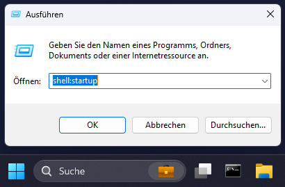 Outlook Autostart unter Windows 10 aktivieren über den Autostart-Ordner.