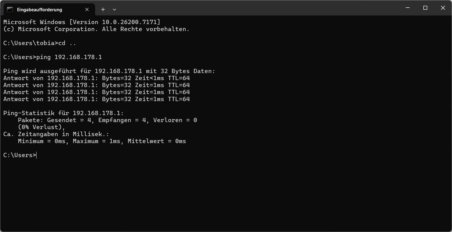 Ping in der Windows Eingabeaufforderung.