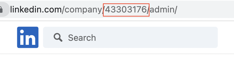 Highlighted section of LinkedIn URL for finding your company's ID