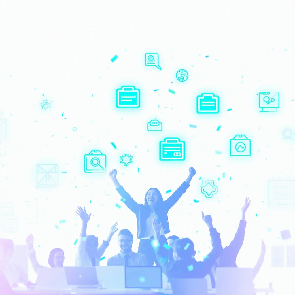Image for Employees collaborating around modern conference table