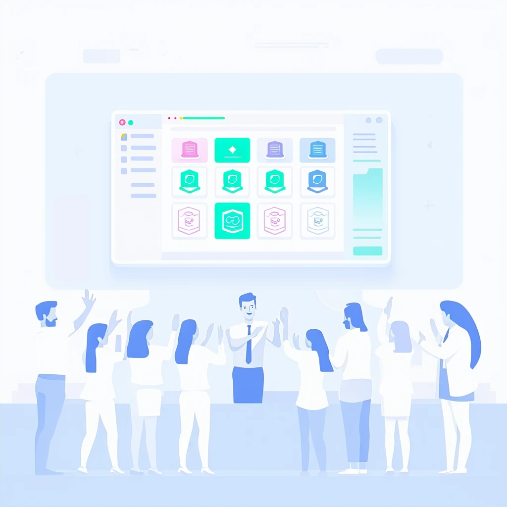 Image for Diverse employees with anniversary gift boxes