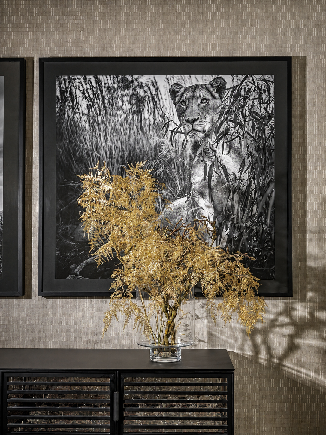 Asparagus fern detail in the tablescape composition