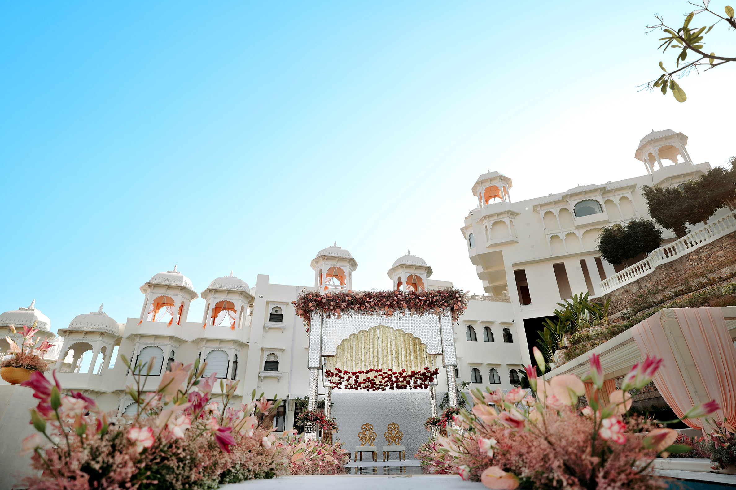 Floral installation detail, Udaipur celebration