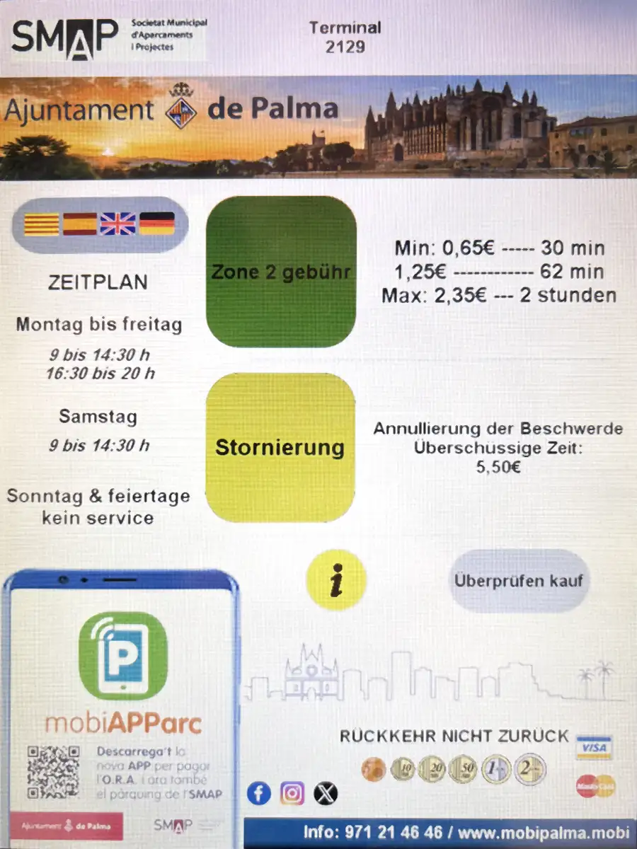 Display Parkscheinautomat