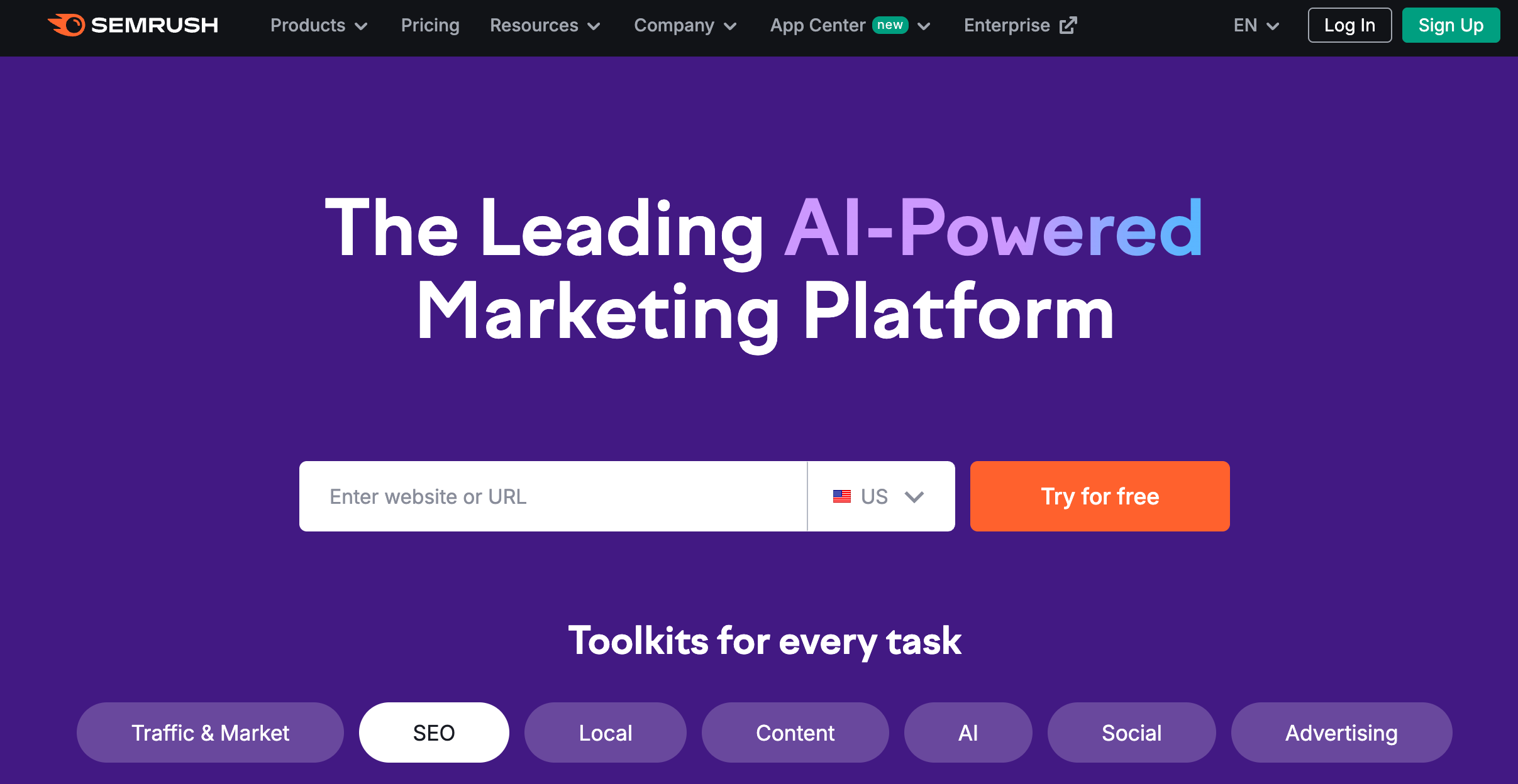 SEMRush homepage