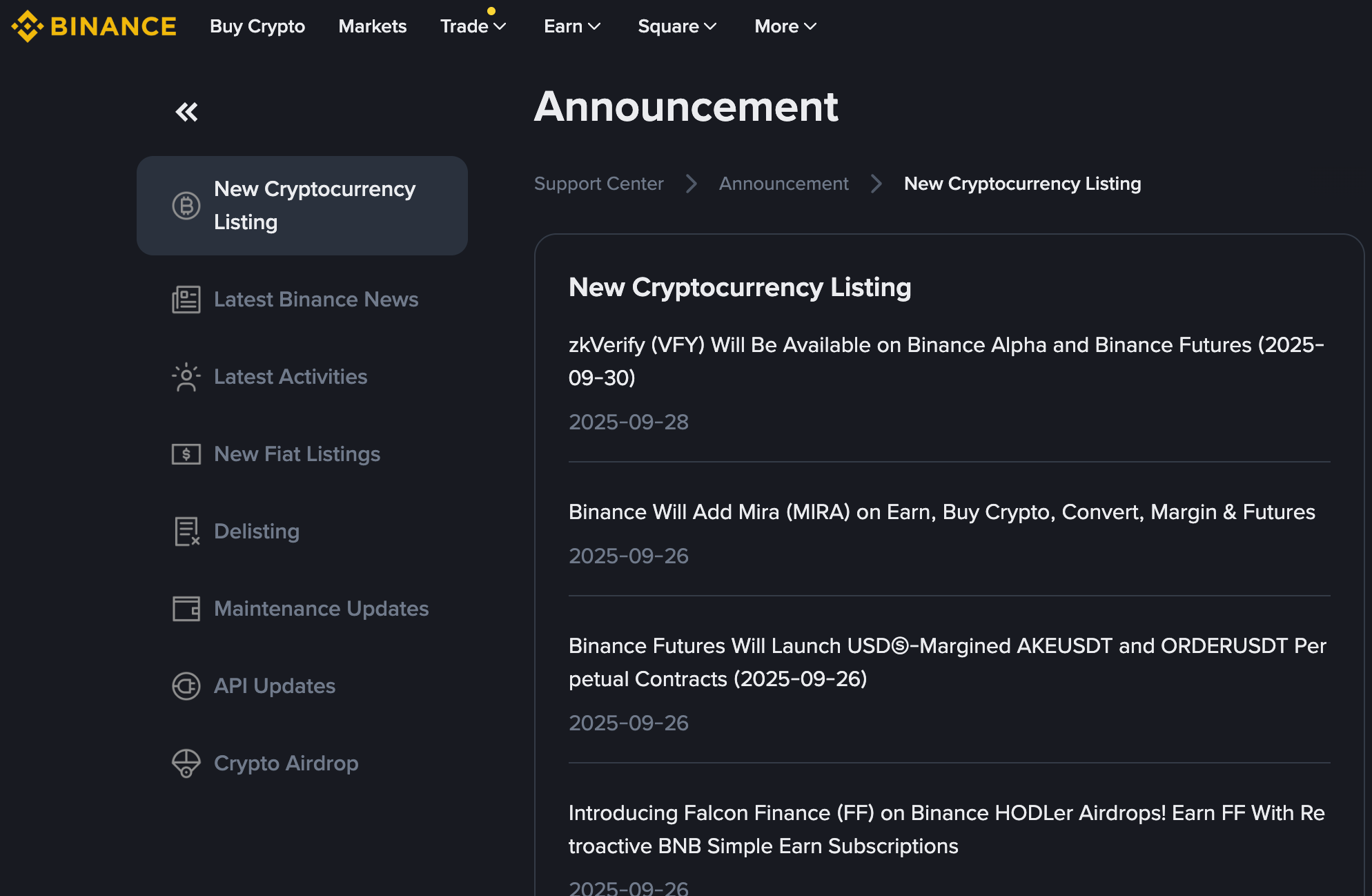 new listing, exchange listing, binance, crypto