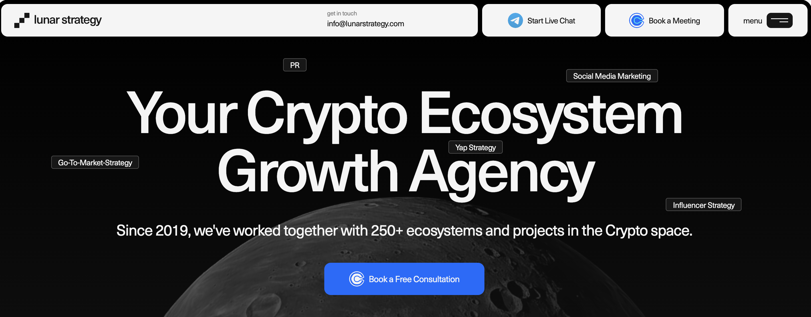 Lunar Strategy hero section