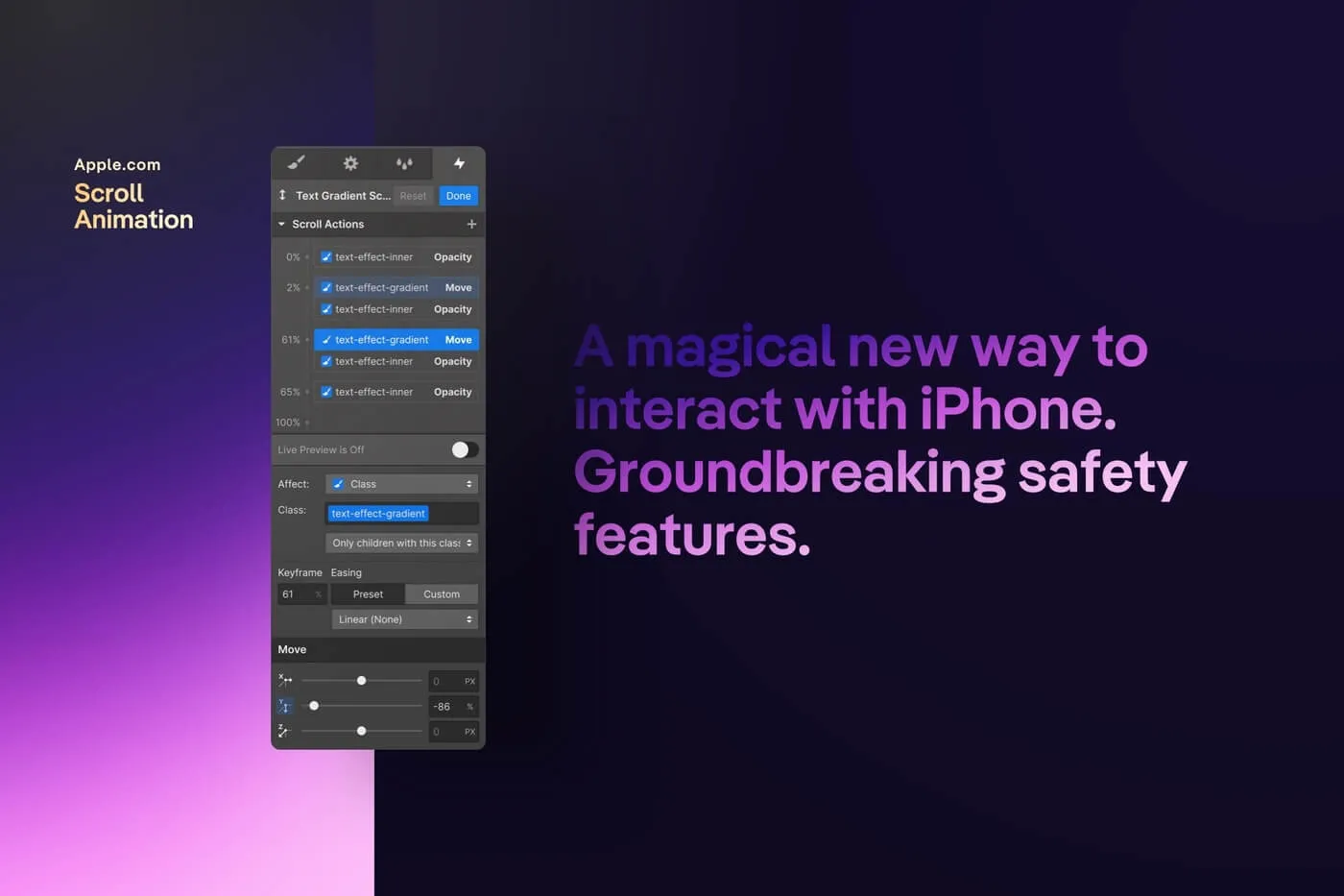 Apple Website Gradient Text Scroll Effekt