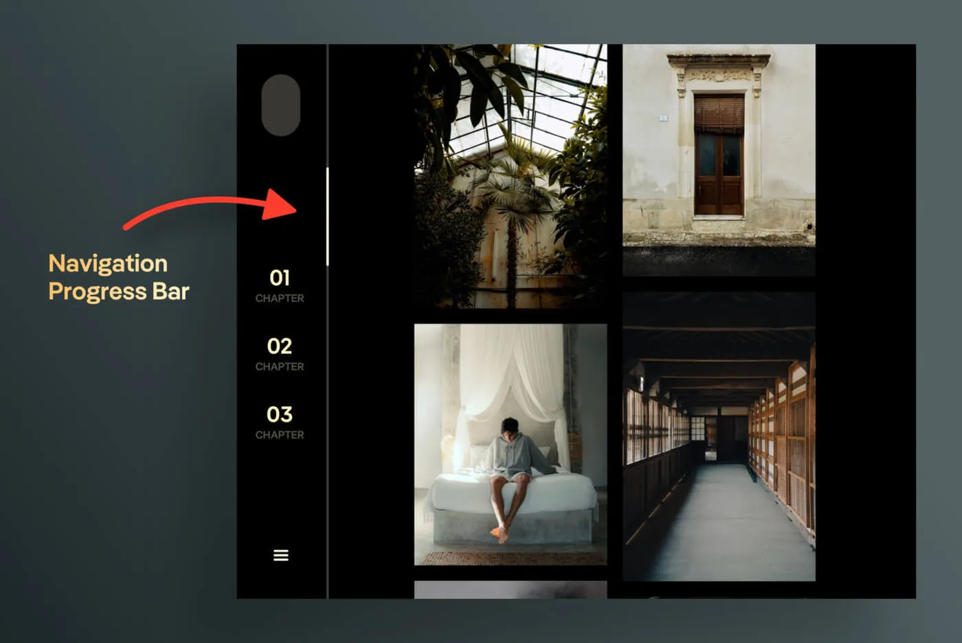 Vertikale Navigation für lange Scrollytelling Seiten