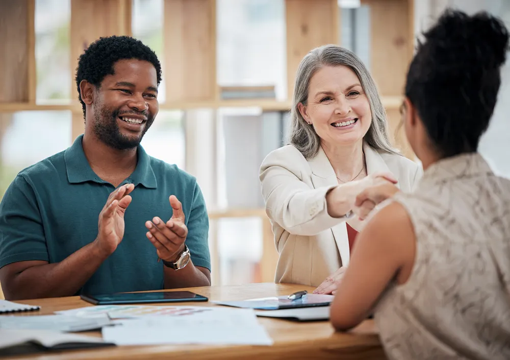Business partners shaking hands — sustainable customer relationships built on mutual respect