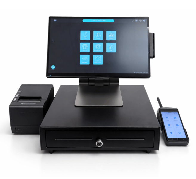 Cloud-based restaurant POS system with receipt printer, cash drawer