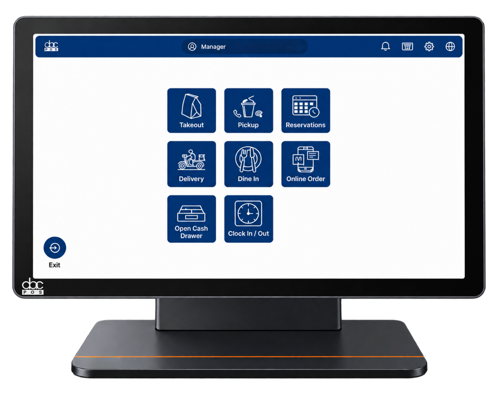 abcPOS restaurant POS system displayed on a tablet