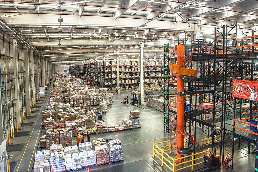 Large warehouse full of product