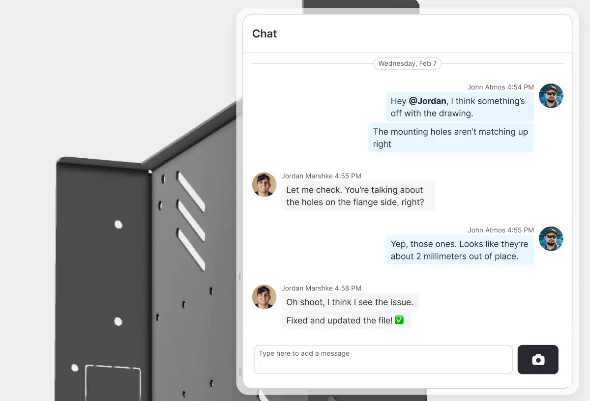 A chat conversation in Fulcrum