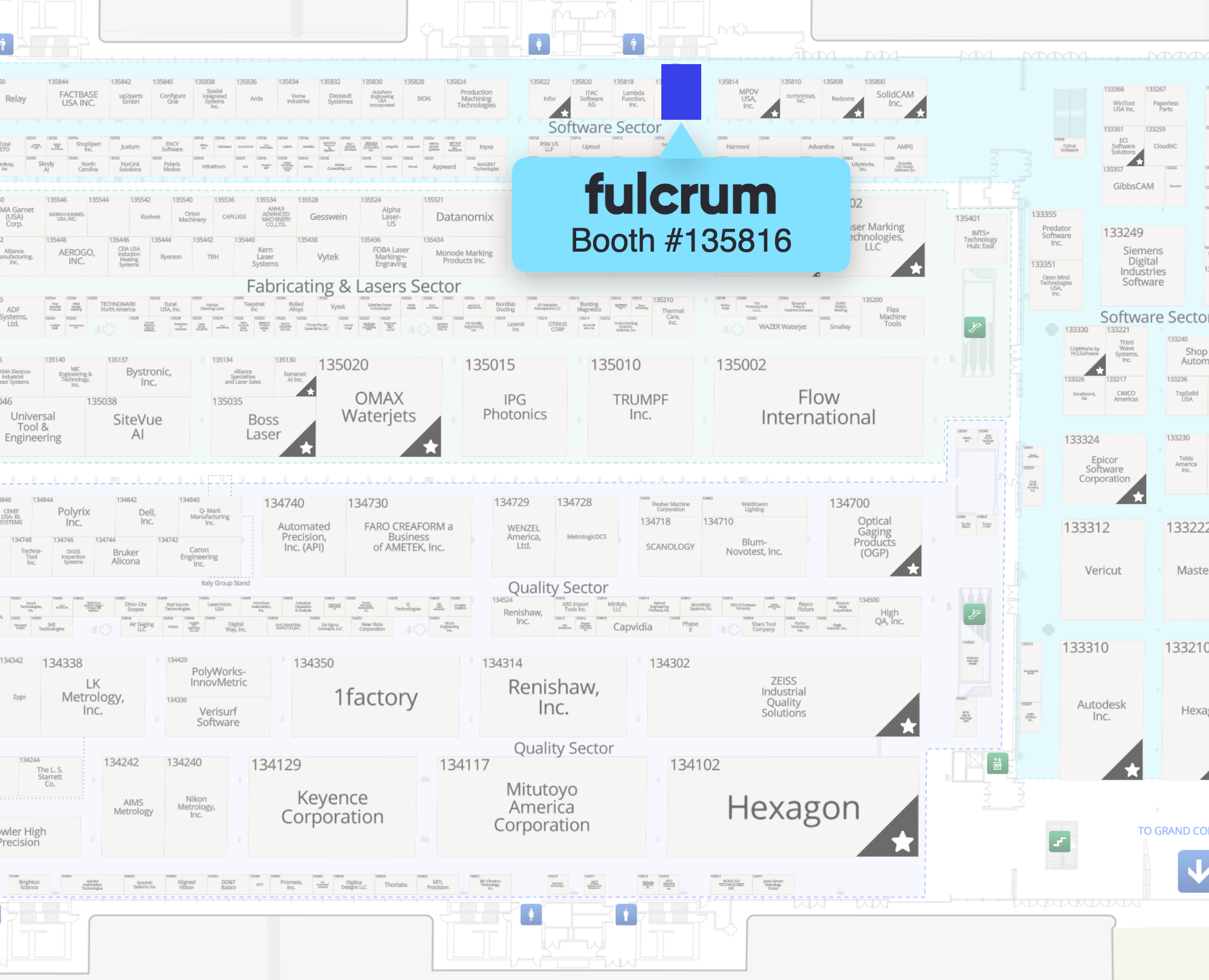 IMTS 2026 booth map — Fulcrum at Booth 135816, East Building Level 3