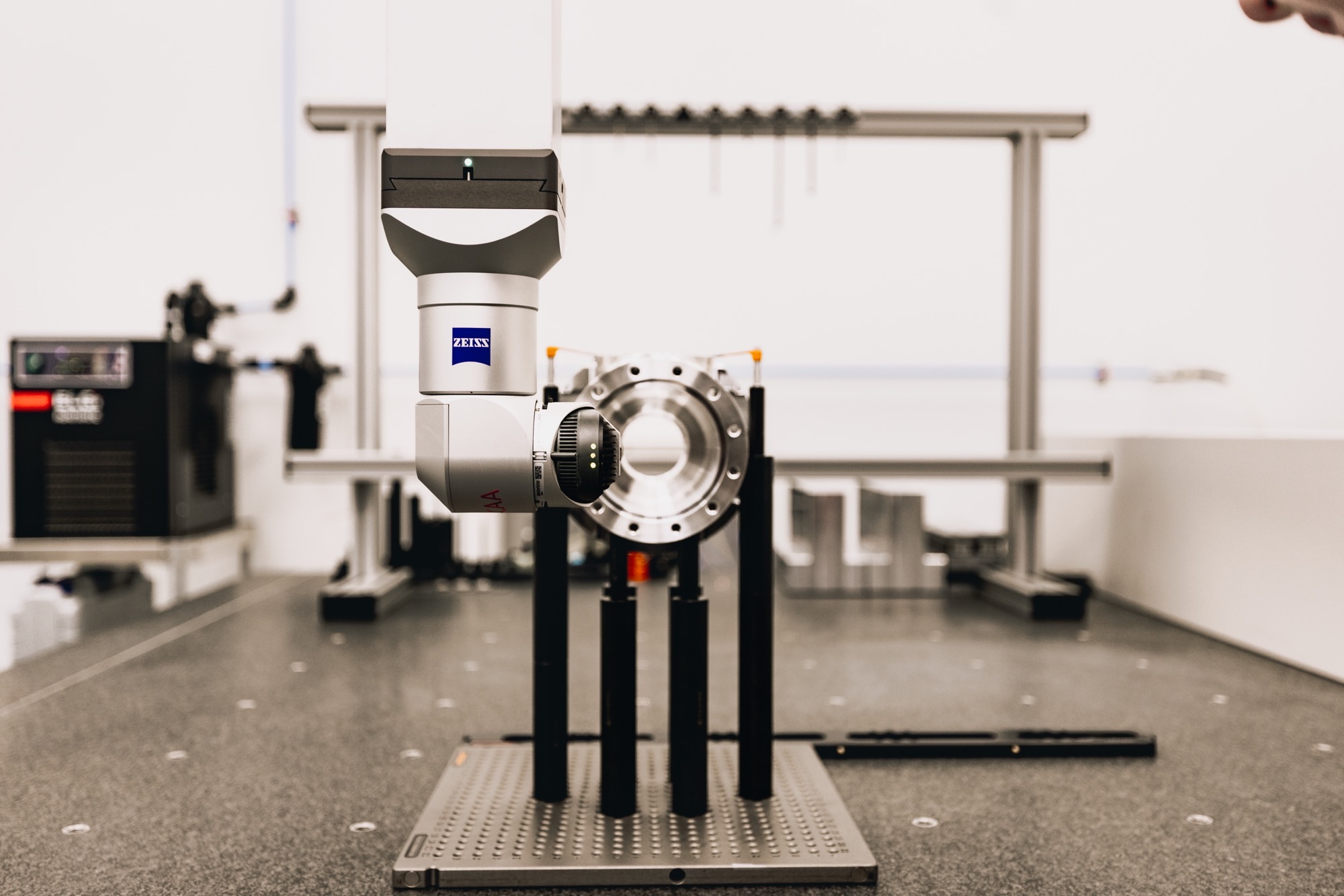 A machined part on the Zeiss CMM in Northeast Tool's inspection room