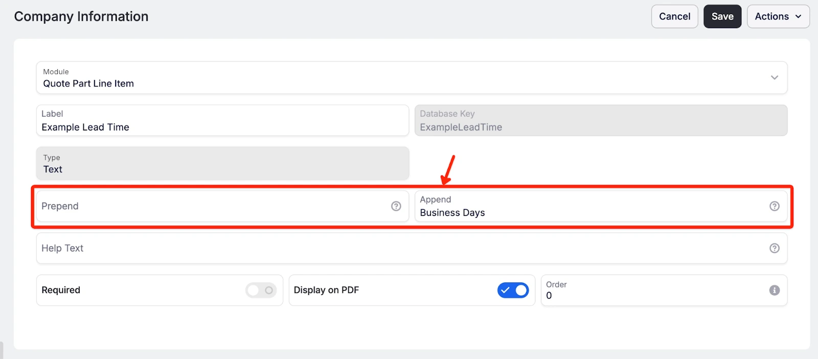 Prepend/Append Custom Field Text on PDFs