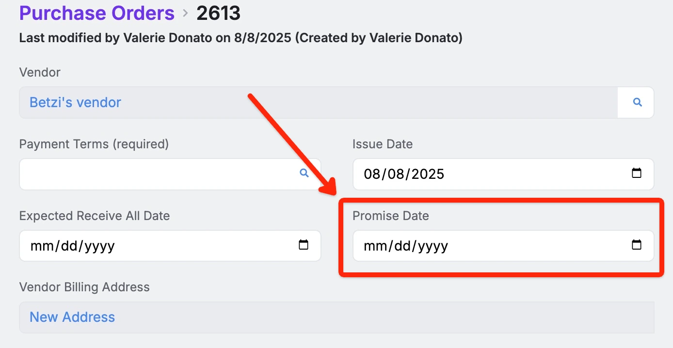 PO Promise Dates