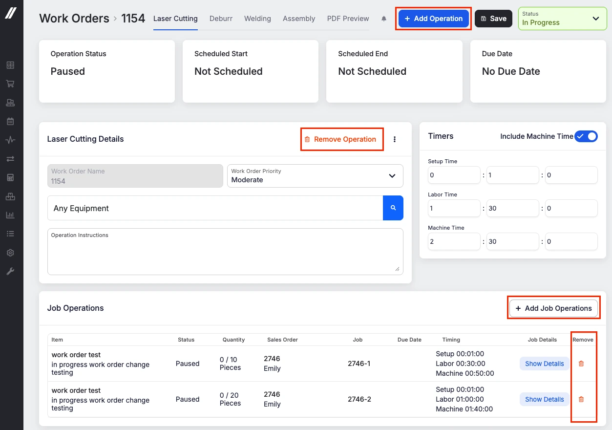 Work Order Improvements: BETA: Work Order In Progress Operation Edit