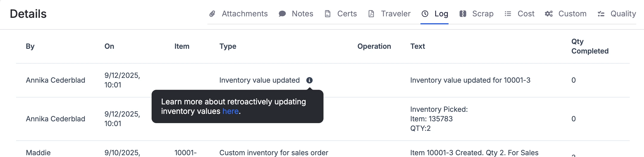 Job Costing Improvements