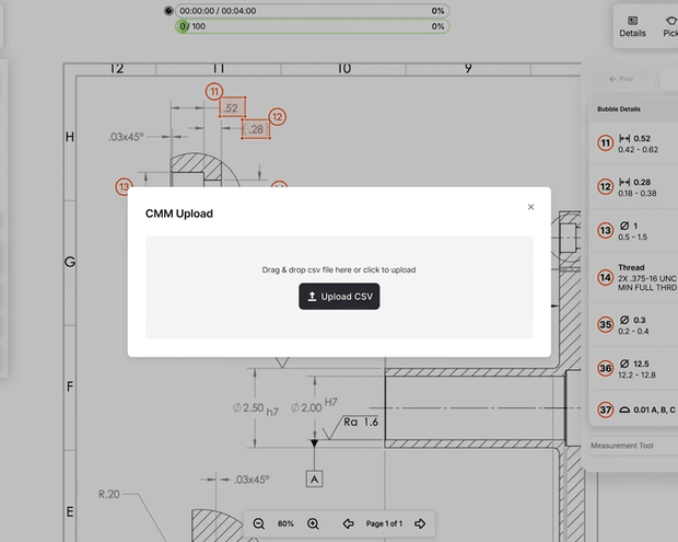 Import CMM measurements directly into Job Tracking