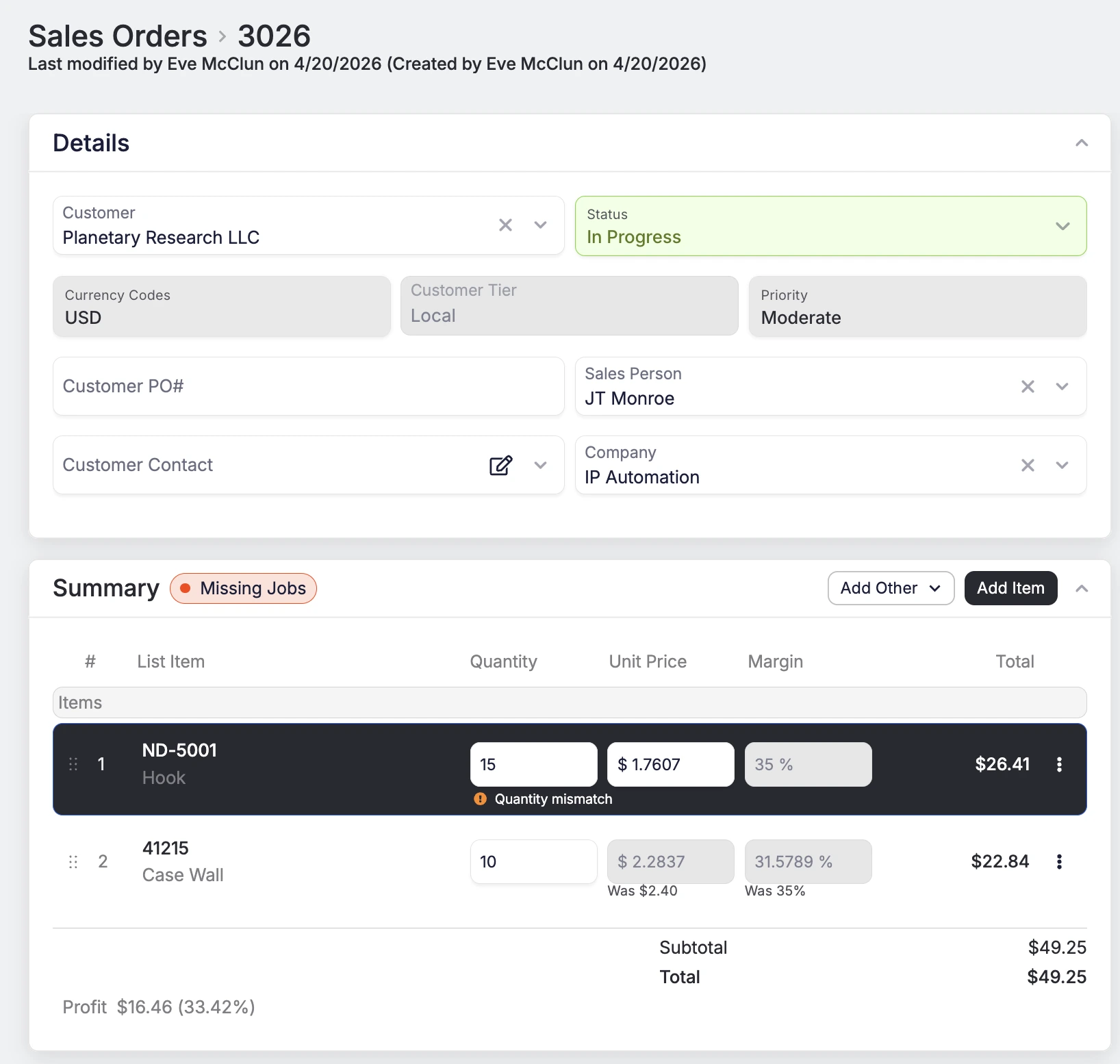 Sales Order Quantity Editing