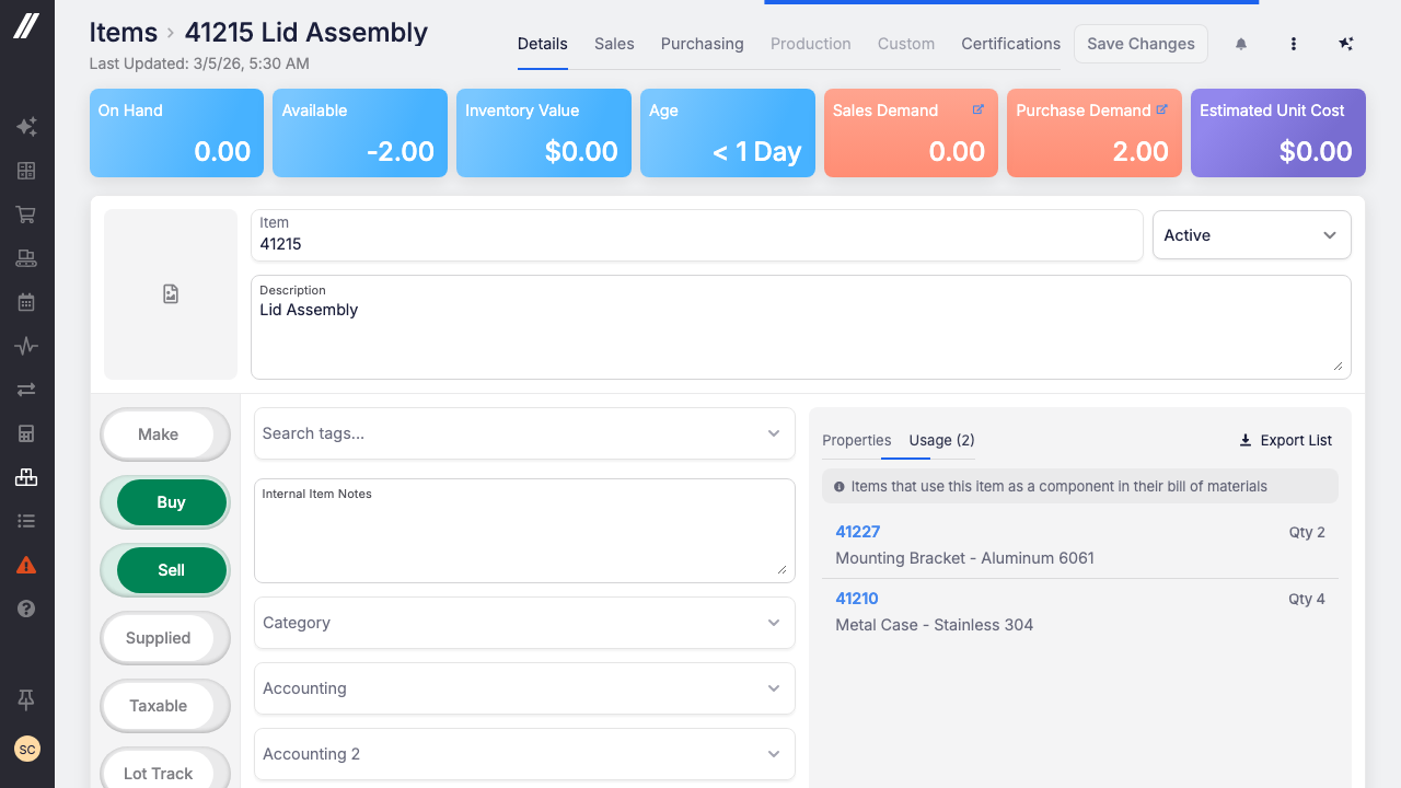Quantity per BOM, Right on the Usage Tab