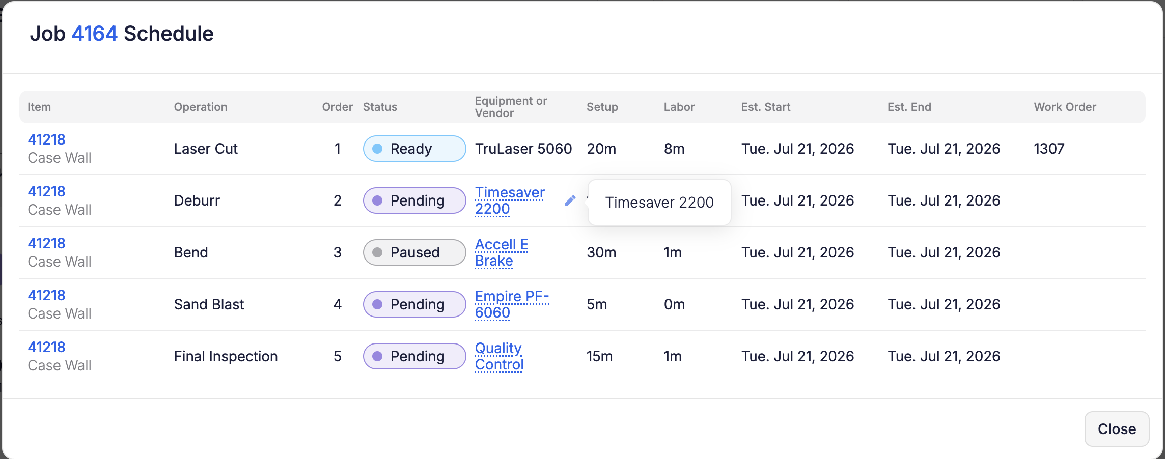 Reassign Equipment Directly from the Schedule