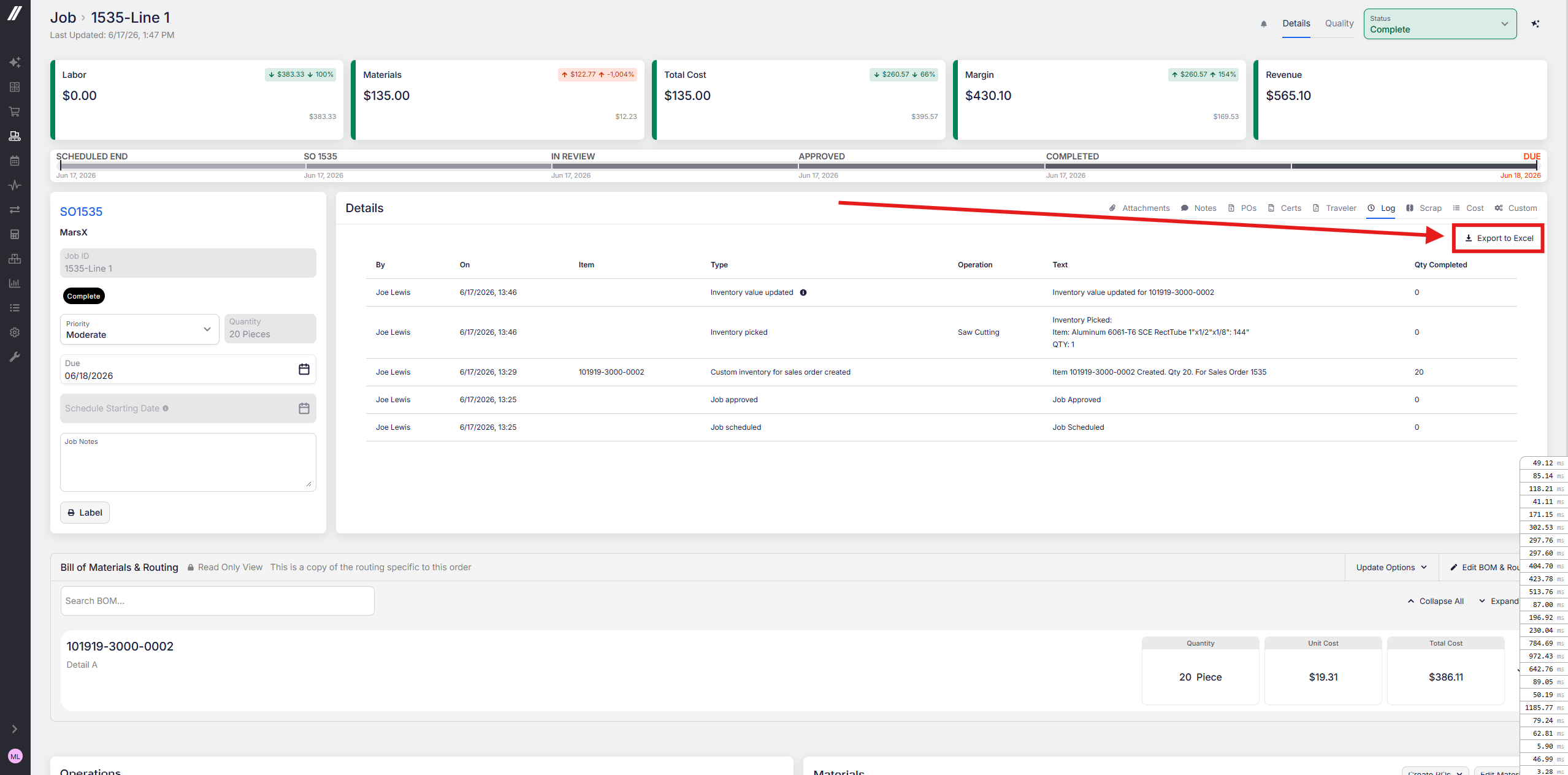 Export Job Logs to Excel for Easier Review