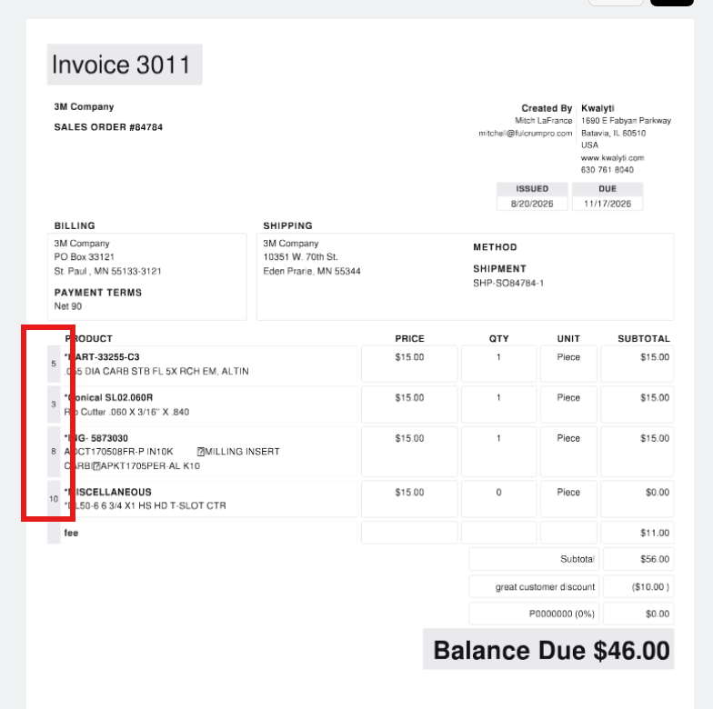 Show Sales Order Line Item Number on Invoices