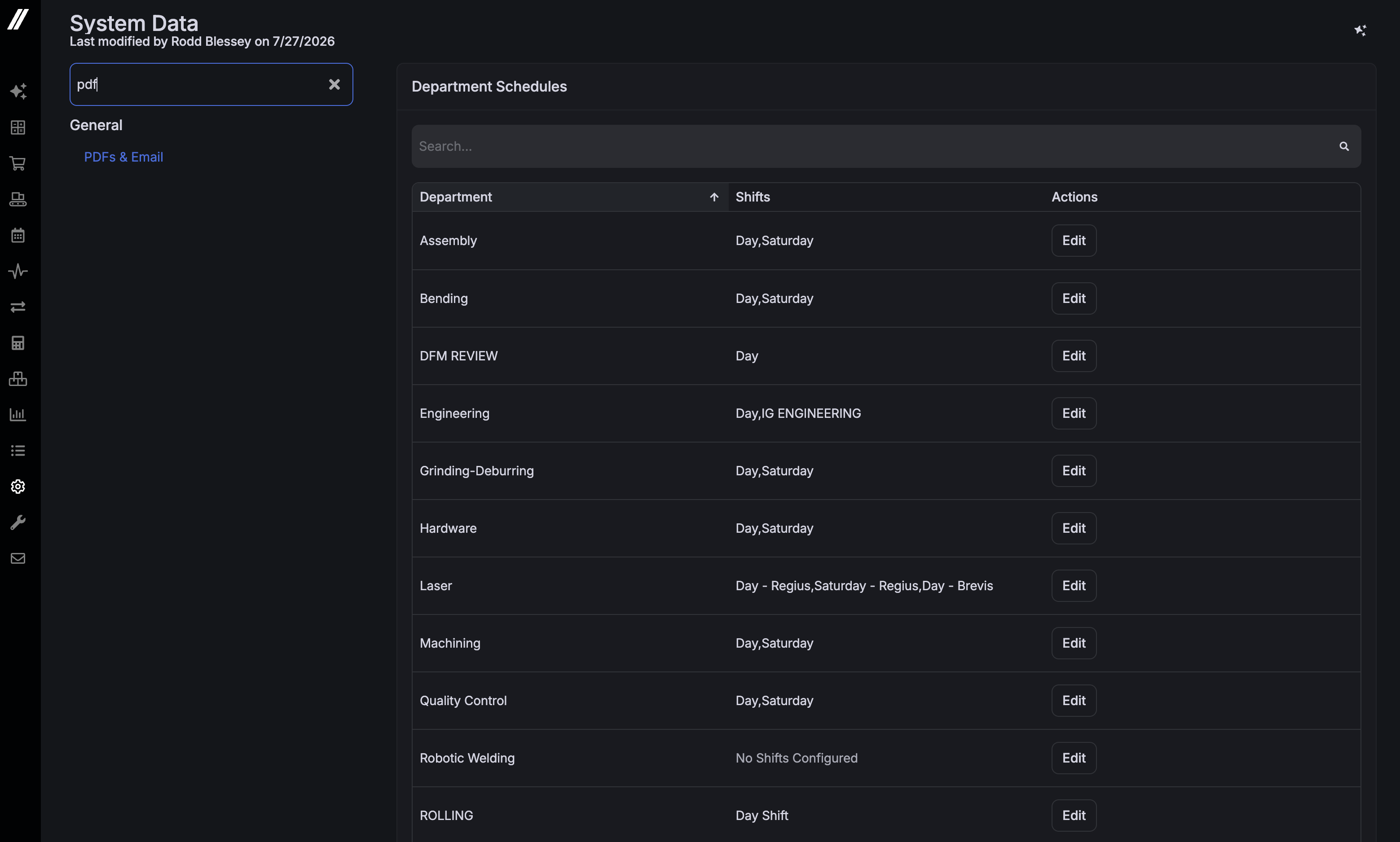 Filterable System Data Navigation