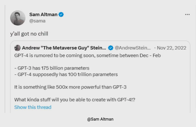 Ein twitter-post mit einem  sam altman.
