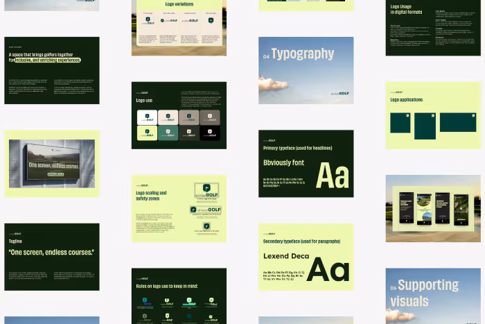 A branding project showcase for golf simulator brand