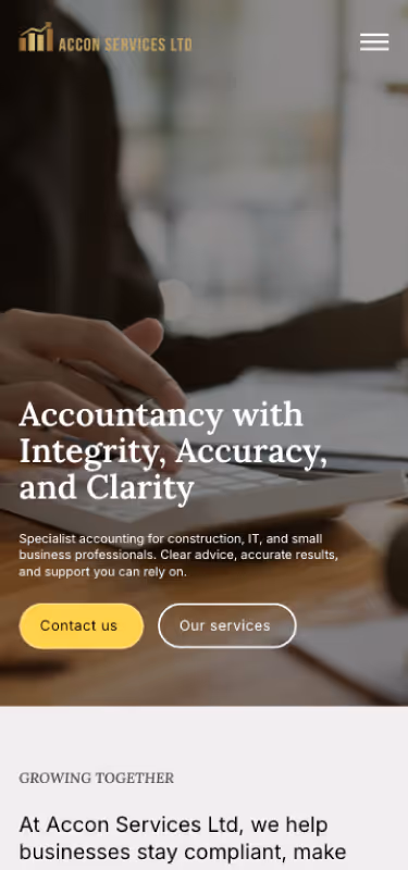 mobile responsive hero for accounting firm
