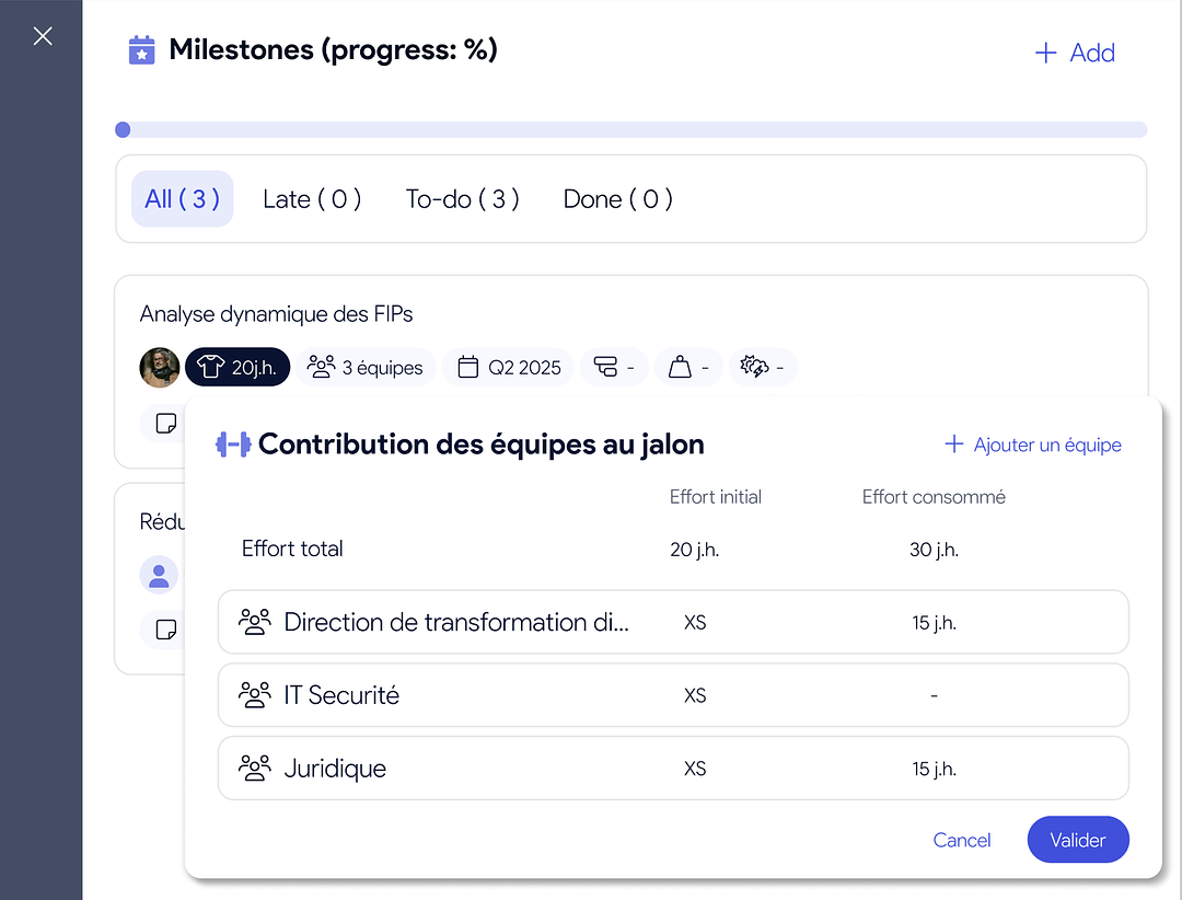 Les jalons sont à présent multi-team