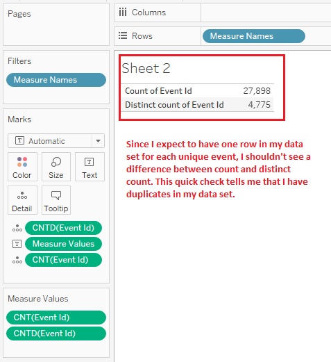 How to check for duplicates in Tableau