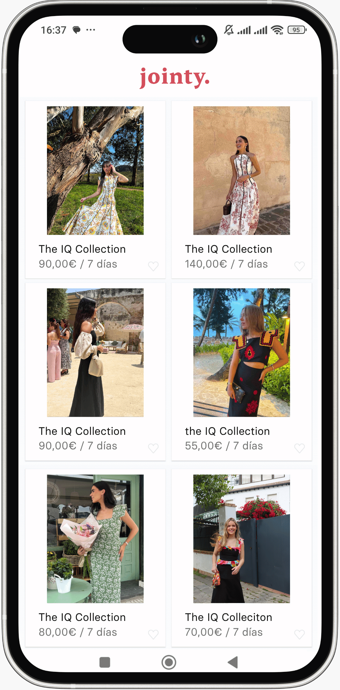 Cientos de vestidos de invitadaa de la marca The IQ Collection disponibles para alquilar en la app de Jointy desde 70€ para ser la invitada perfecta en bodas, graduaciones, comuniones, bautizos, noche de Pescaíto y todo tipo de eventos y ocasiones especiales.
