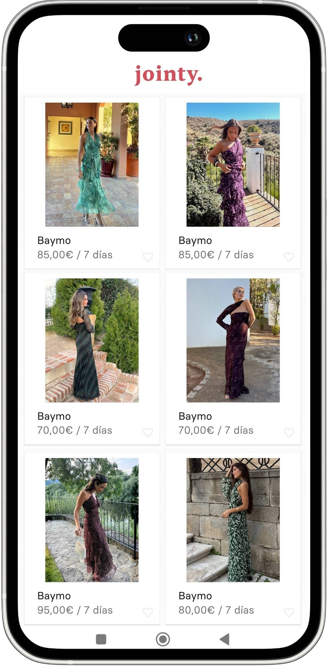 Cientos de vestidos de invitadaa de la marca Baymo The Label disponibles para alquilar en la app de Jointy desde 70€ para ser la invitada perfecta en bodas, graduaciones, comuniones, bautizos, noche de Pescaíto y todo tipo de eventos y ocasiones especiales.