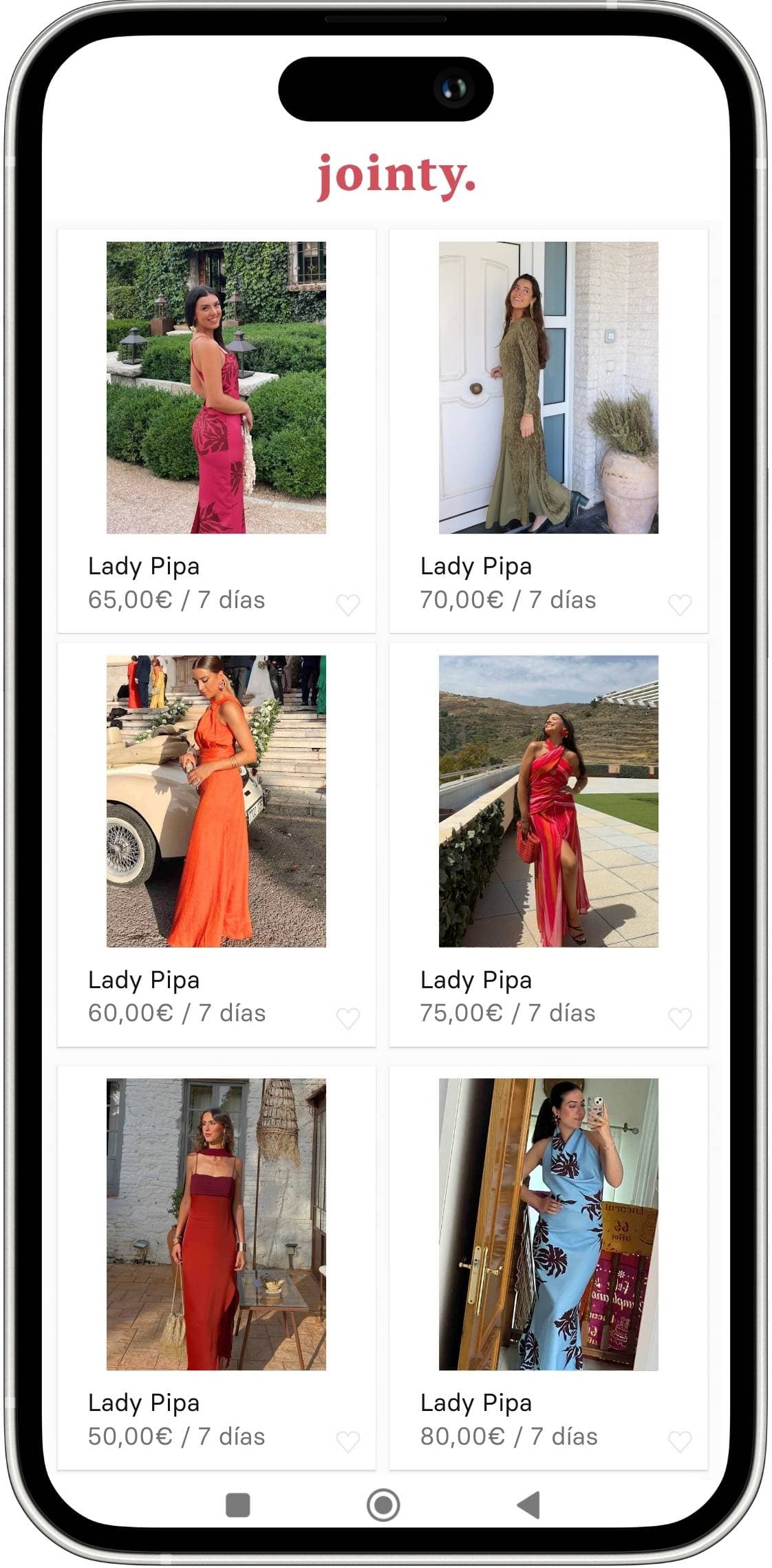 Cientos de vestidos de invitadaa de la marca Lady Pipa disponibles para alquilar en la app de Jointy desde 50€ para ser la invitada perfecta en bodas, graduaciones, comuniones, bautizos, noche de Pescaíto y todo tipo de eventos y ocasiones especiales.