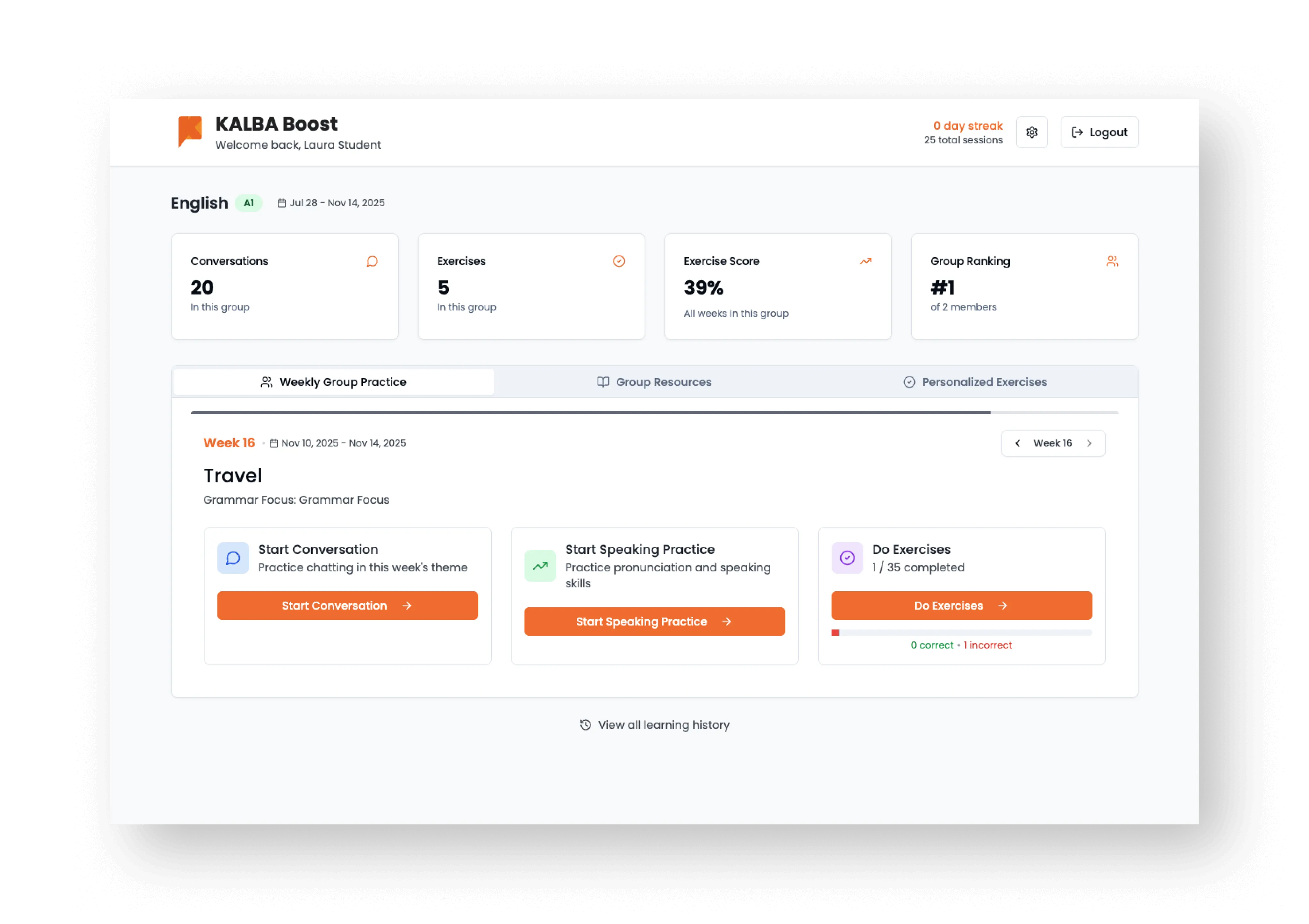 KALBA Boost : plateforme d'IA adaptative pour une pratique linguistique continue