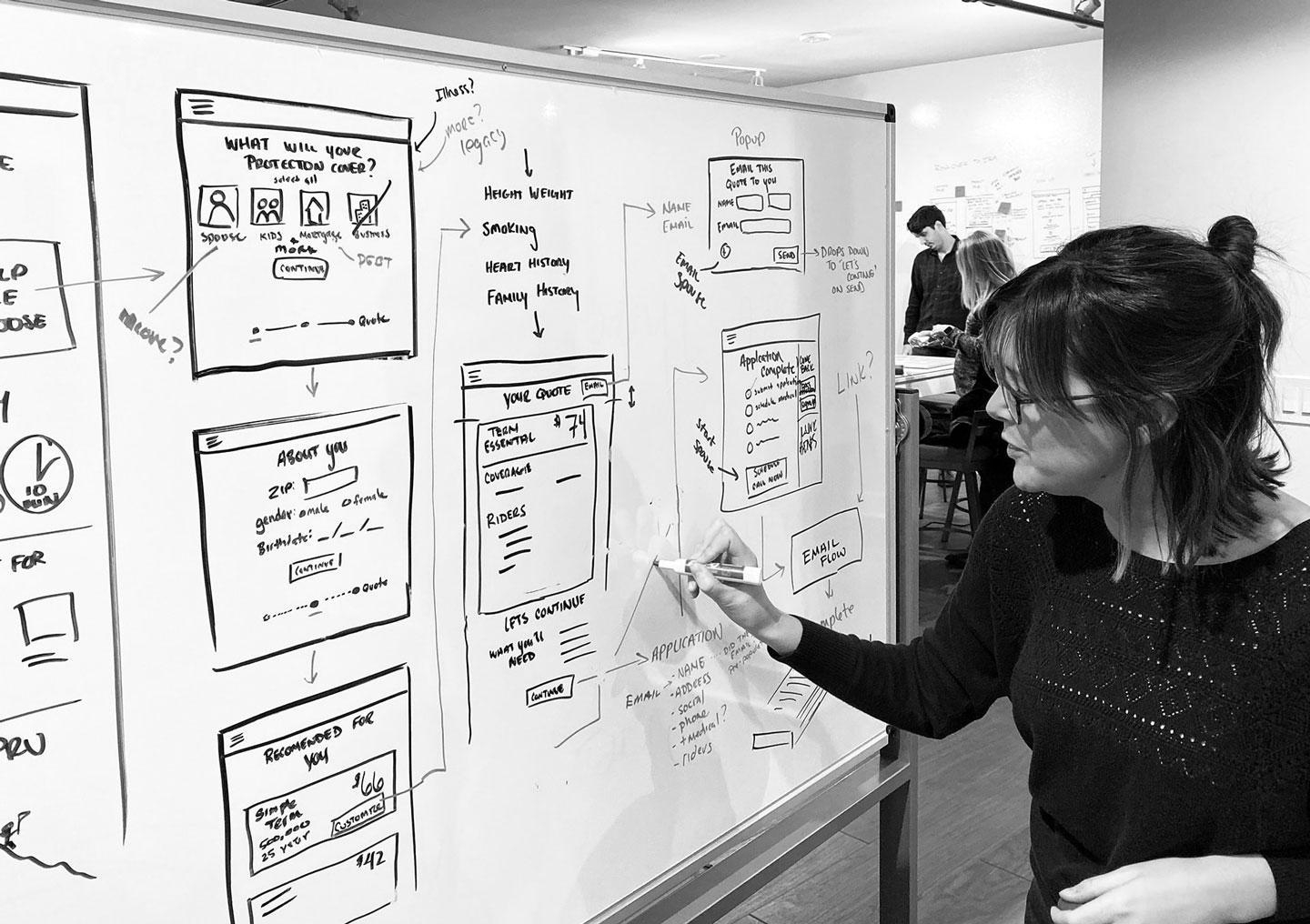 jen sketching at a whiteboard
