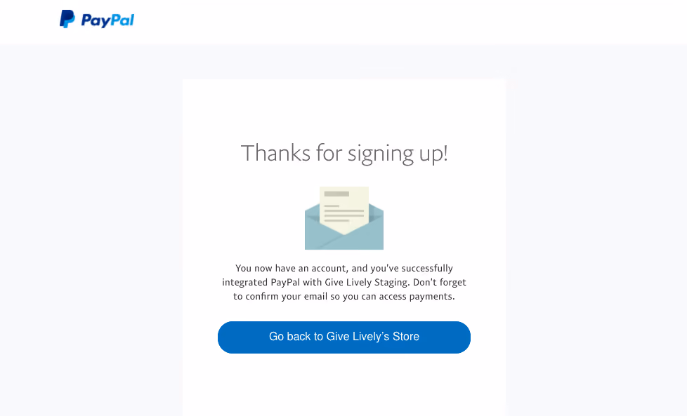 Screenshot of the “Go back to Give Lively's Store” button