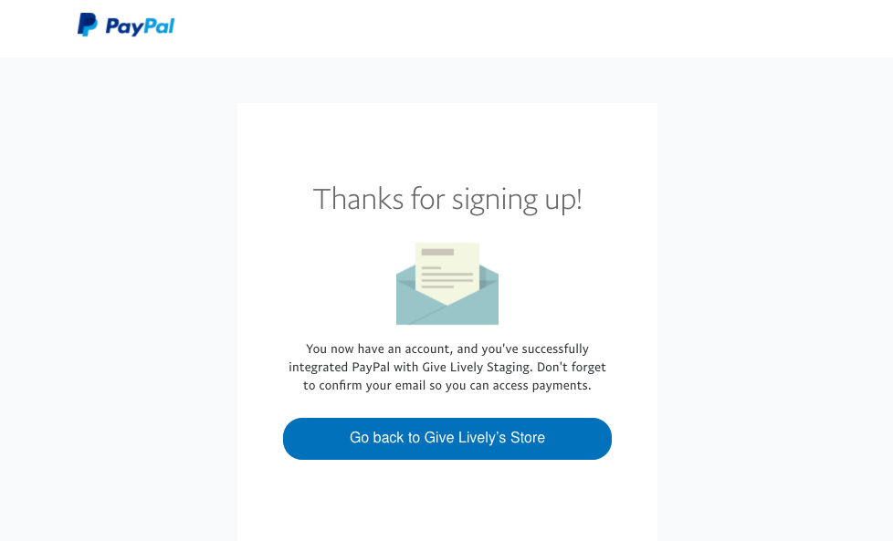 Screenshot of the “Go back to Give Lively's Store” button