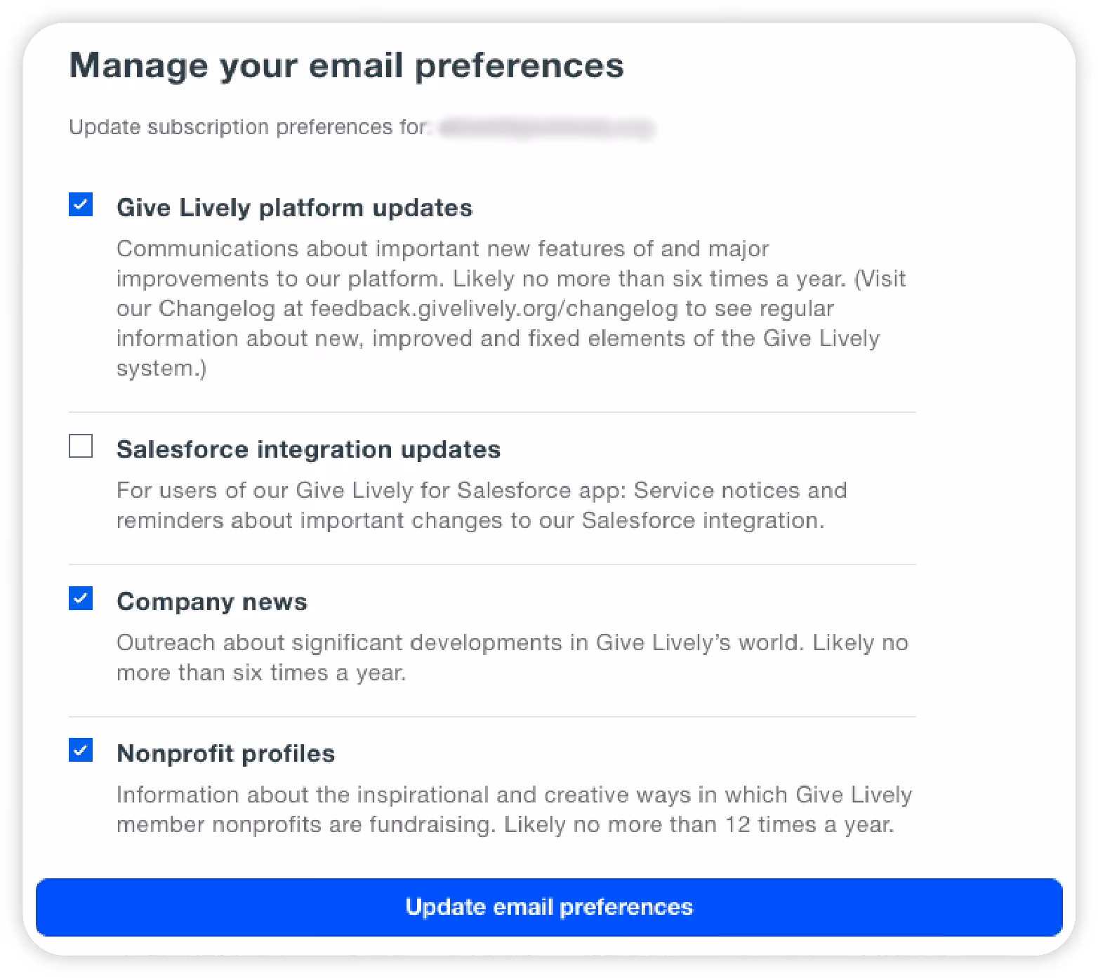 A cropped screenshot showing a portion of the email preferences page.