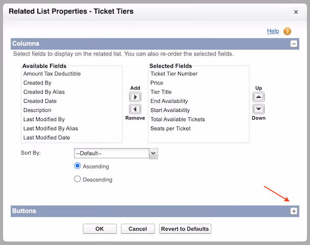 Screenshot highlighting the + button