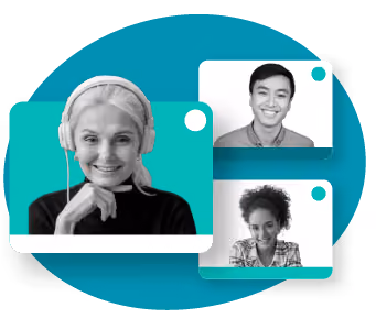 Community Office Hours logo showing three people in "Zoom"-style squares talking to one another.