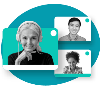 Community Office Hours logo showing three people in "Zoom"-style squares talking to one another.