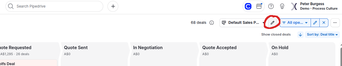 Editing the deals pipeline