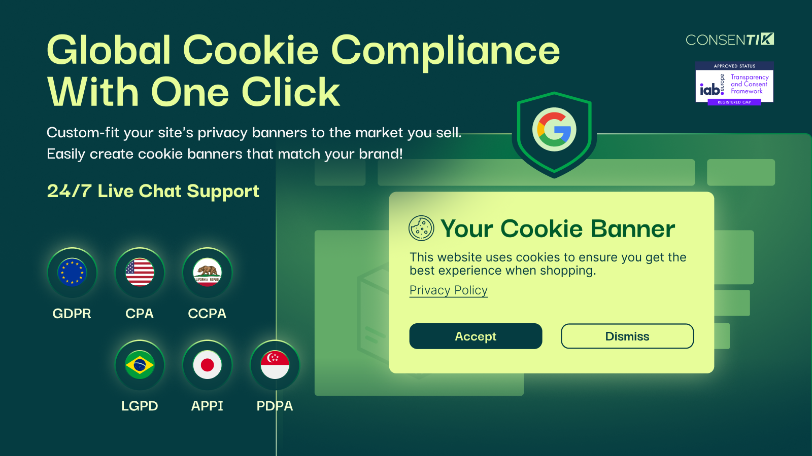 Protect you from privacy laws with IAB TCF 2.2 cookie banner